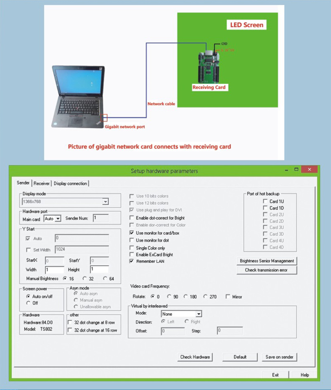 Gigabit network card connects with Xingwei receiving card